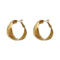 925 Silver Needle Real 18k Gold Plated Wide Round Circle Hoop Earrings Fashion Crossover Circle Hoop Earrings