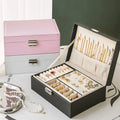 Large Luxury PU Leather Double Layer Jewelry Box New Design Rectangle Organizer for Necklace Packaging MegaBDM