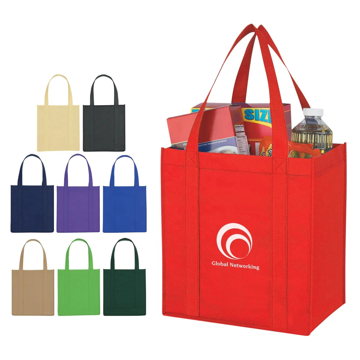 Ruth Reusable Non-Woven Tote Bag with Drop Reinforced Handle & Carry Loop Letter Pattern-for Gift or Daily Use