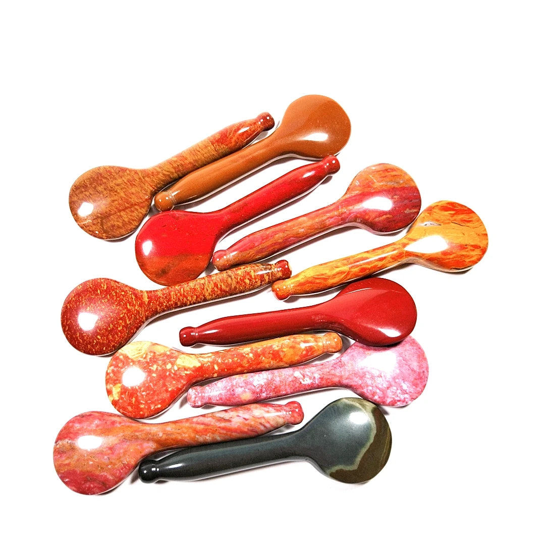 HY Hot sale natural mookaite jasper spoon beauty gua sha scraping massage tools
