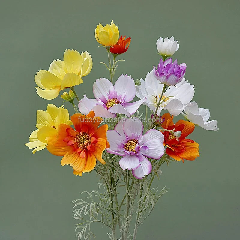 E57 Wedding Floral Arrangement Artificial Orange Daisy Silk Flowers High Quality Arrangements for Wedding