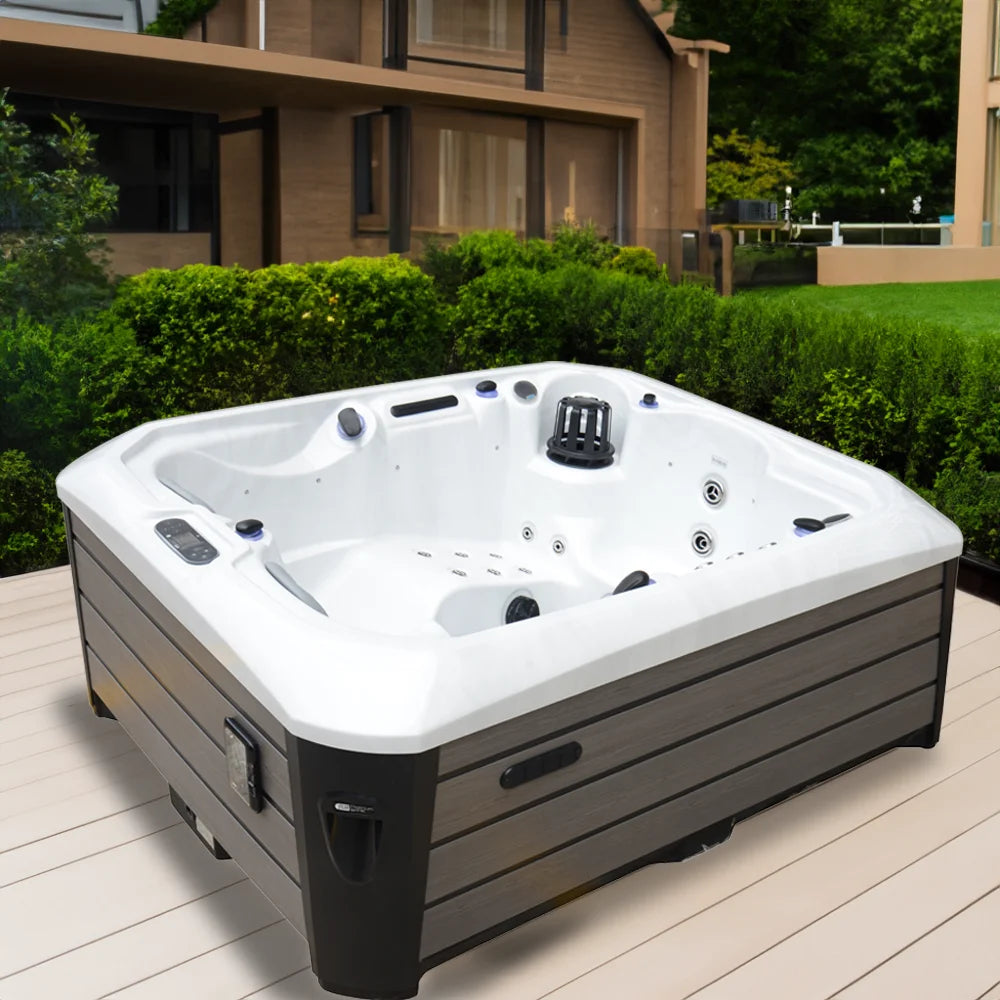 Sunrans 3 Person Hottub Acrylic Luxury Led Decorated Air Bubble Hydro Massage Spa Outdoor Balboa Hot Tub for Family Used