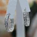 Huitan Korean Sparkly Silver Plating Needle Geometric Minimalist Circle Cubic Zirconia Small Circle 15.5mm Hoop Earrings