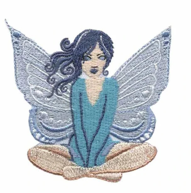 2.7 Inches Wide Blue Angel Girl Embroidery Patches for Jackets Iron-On Style Fabric Felt Easy Apply Fabric Embroidered Technics