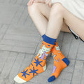 Fashion Asymmetry Design Cartoon Anti-Slip Cotton Crew Socks for Men Women