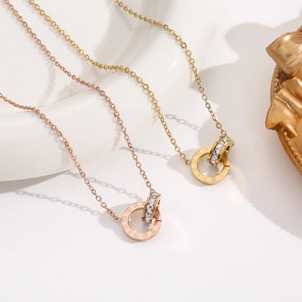 2025 Luxury 18k PVD Gold Plated Stainless Steel Roman Number Long Link Chain Dainty Korean Fashion Style Sweater Necklace