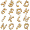 CZ8637 Mini Pave CZ Letter Initial Charm Slider Sliding Charms for Personalized Bracelet Necklace CZ Micro Pave Alphabet Charm