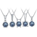 Abiding Beautiful Charming 925 Sterling Silver Round Brilliant Cut 1CT Blue Moissanite Diamond Pendant Charm Necklaces for Gift