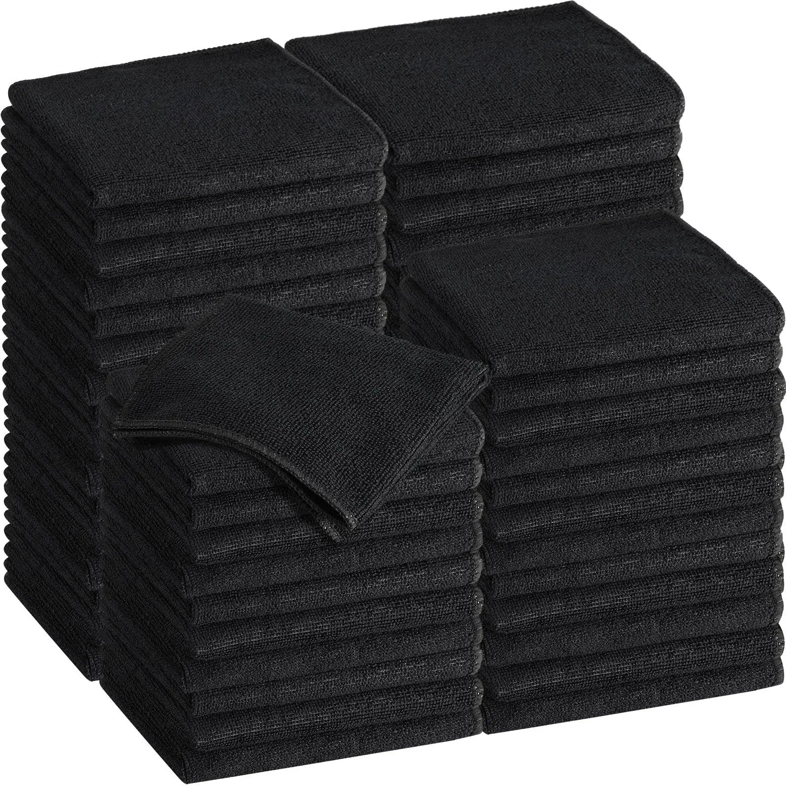 Professional Black Microfiber Towels Absorbent Sustainable for Kitchen Cleaning Auto Detailing No Scratch Lint Streak Free Cloth