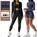 Seamless Yoga Set Yoga Wear Tops Slim Zip Pocket Jacket Sports Casual Fitness Clothing Scrunch Butt Activewear Woman Sports Set