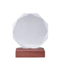 Blank Octagon Plaque Crystal Trophy Award with Wooden Base  MH-NJ0143