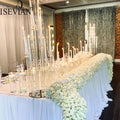 ISEVIAN Beige Artificial Silk Cream Rose and White Hydrangea Heads Table Runner for Wedding Decoration