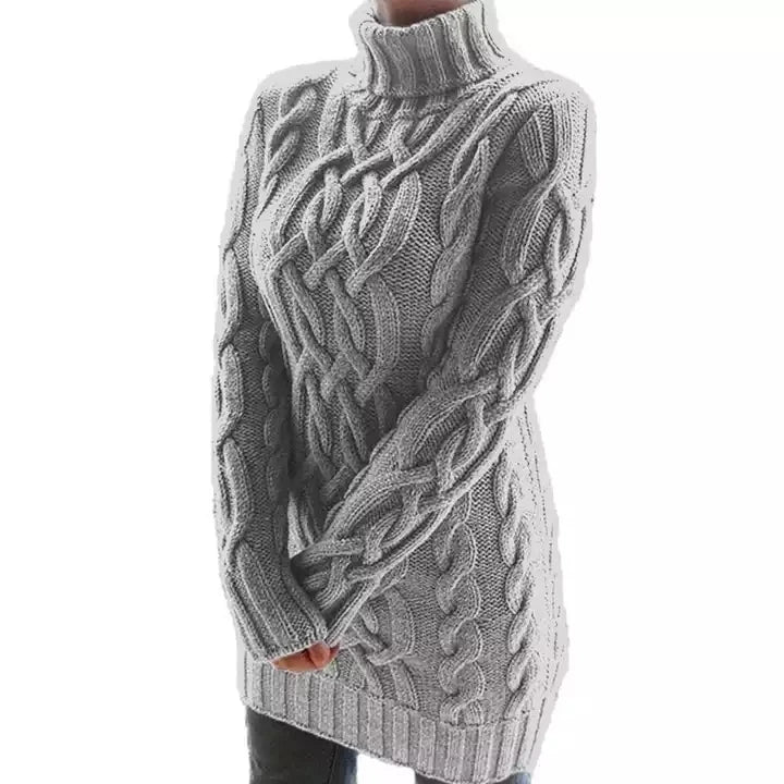 New Style Autumn Turtleneck Long Sleeve Slim Solid Color Plus Size Pullover Knitted Ladies Women Sweater Tops