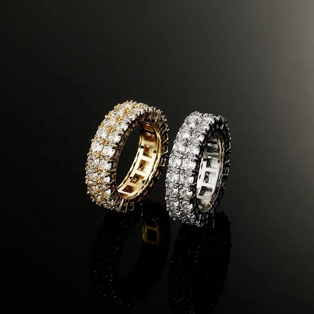 Gold Silver Color Cubic Zirconia Rings Fashion Jewelry for Men & Women Wedding Band Brass Material Color Retention Charm Gifts