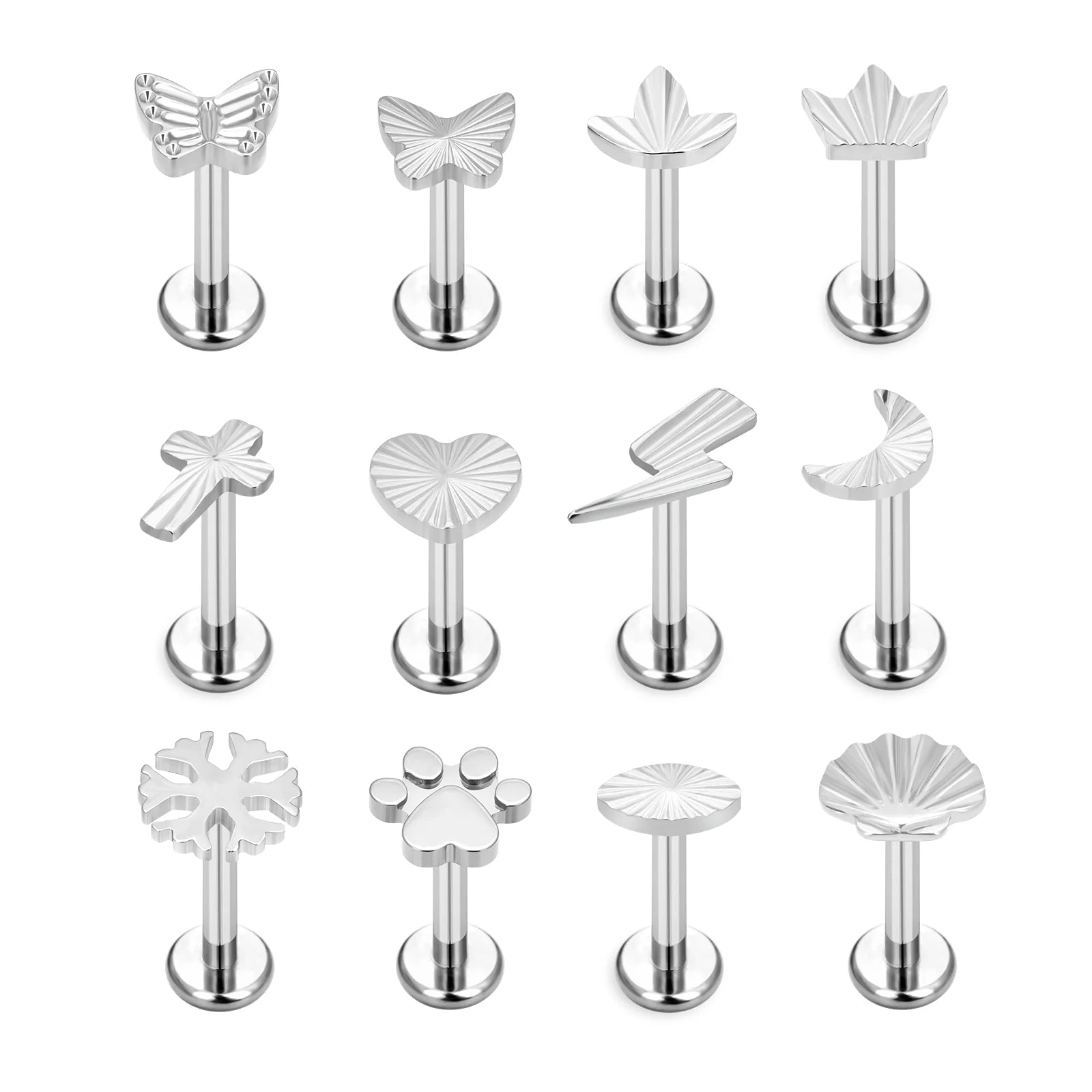 G23 ASTM F136 Titanium Nose Studs Moon Cross Labret Piercing 16G Ear Tragus Cartilage Helix Conch Daith Earring Body Jewelry