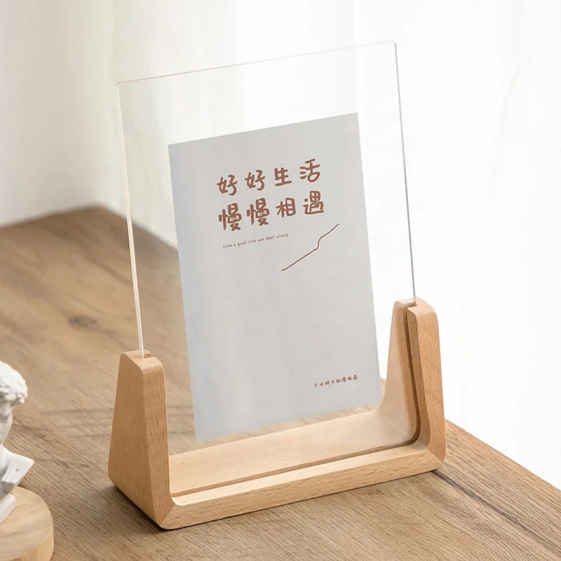 Wholesale DIY Custom Sublimation Glass Picture Frame with Wooden Base Clear Acrylic Sublimation Photo Frame