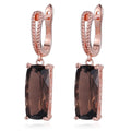 C1384 Trusted Jewelry Supplier 925 Sterling Silver Cushion Cut 8x18mm Smoky Quartz English Lock Drop Gems Earrings