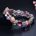 Gorgeous Mona Lisa Gold Plated Colorful Cubic Zirconia Big Bracelet Bangle for Women Wedding Party Brides Jewelry