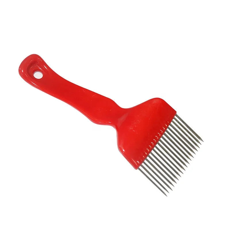New Bee Keeping Uncapping Fork with 18 /21 Needles Honey Fork Stainless Steel Bee Hive Tool (Red/yellow)
