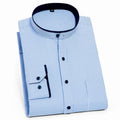 RNSHANGER Stand Collar Men's Shirt New Long Sleeve Anti-wrinkle Slim Stand Collar Business Formal Party Dress Men Shirts