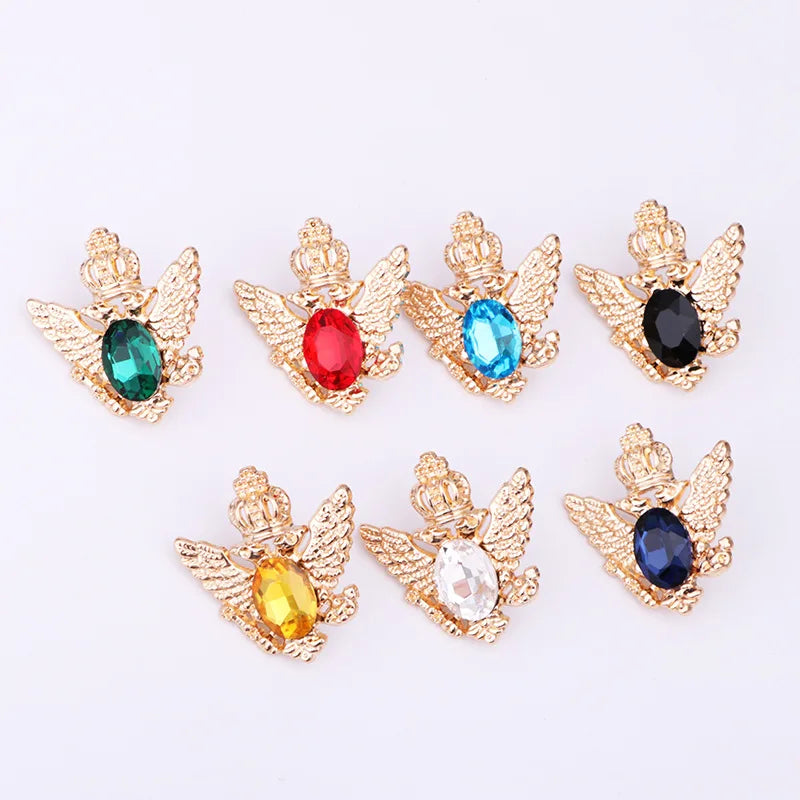 Personality Design Emblem Men's Brooch Pin Vintage Brooches Red Blue Rhinestone Luxury Lapel Collar Pin for Men Suit Accessories