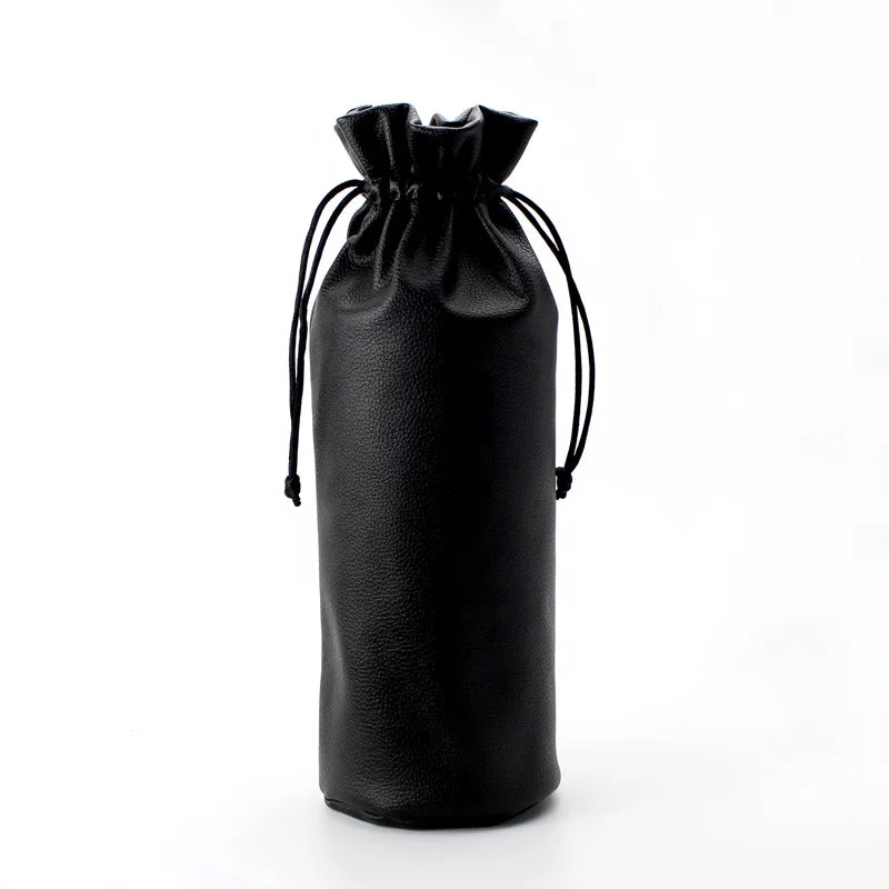 Fashion Custom Round Bottom Drawstring Pouch Leather Gift Bag Cosmetic Bag