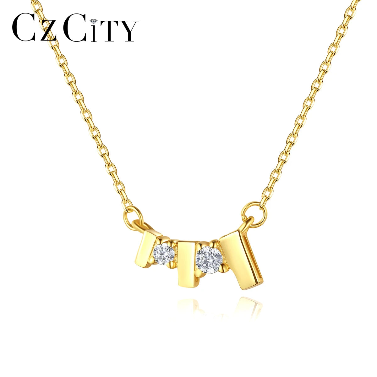 CZCITY Gold-plated Sublimation Bling Girl Necklaces Cubic Zirconia Pendants Women Necklace Jewelry