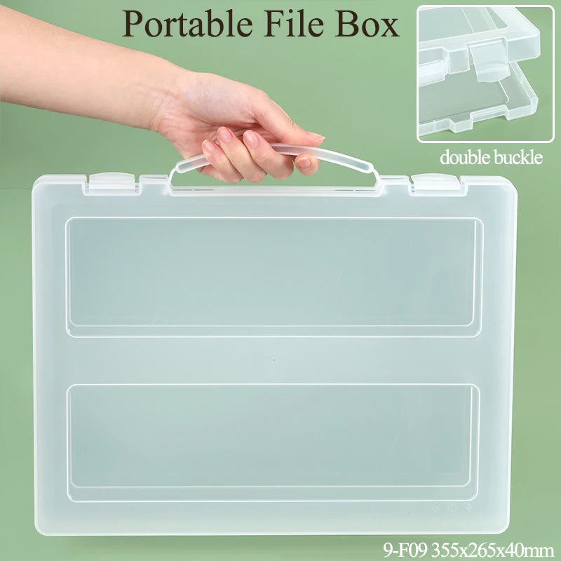 Durable Plastic Files A4 Folder Box Storage Paper Document Pencil Box Portfolio Briefcase Plastic File Box With Handle