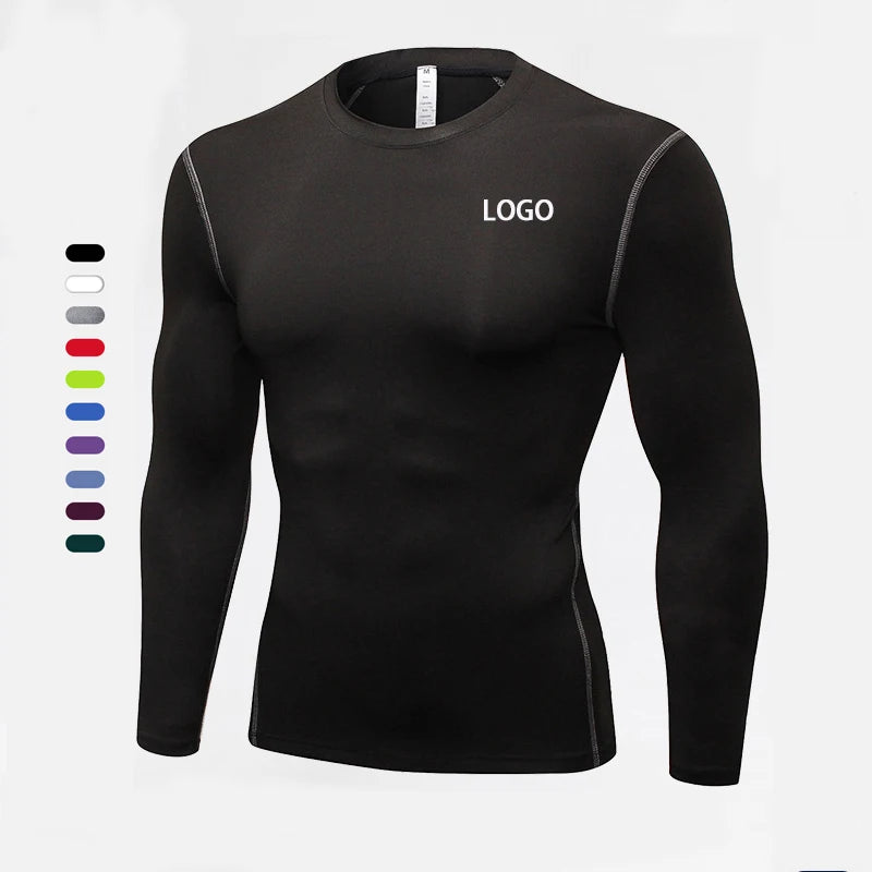 Wholesale Men's Long Sleeve Compression Shirt Base Layer Workout Fitness Running Shirts Top Men's Gym Wears