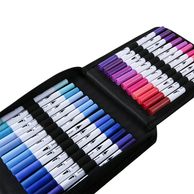 Two Heads Watercolor Brush Pens and Dual Brush Art Markers Easy to Mix Suitable for Beginners 24/36/48/60/72/120 Colors