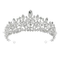 SLBRIDAL Alloy Rhinestone Crystal Cubic Zircon Bridal Tiara Princess Crown Wedding Hair Accessories Women Dress Prom Jewelry