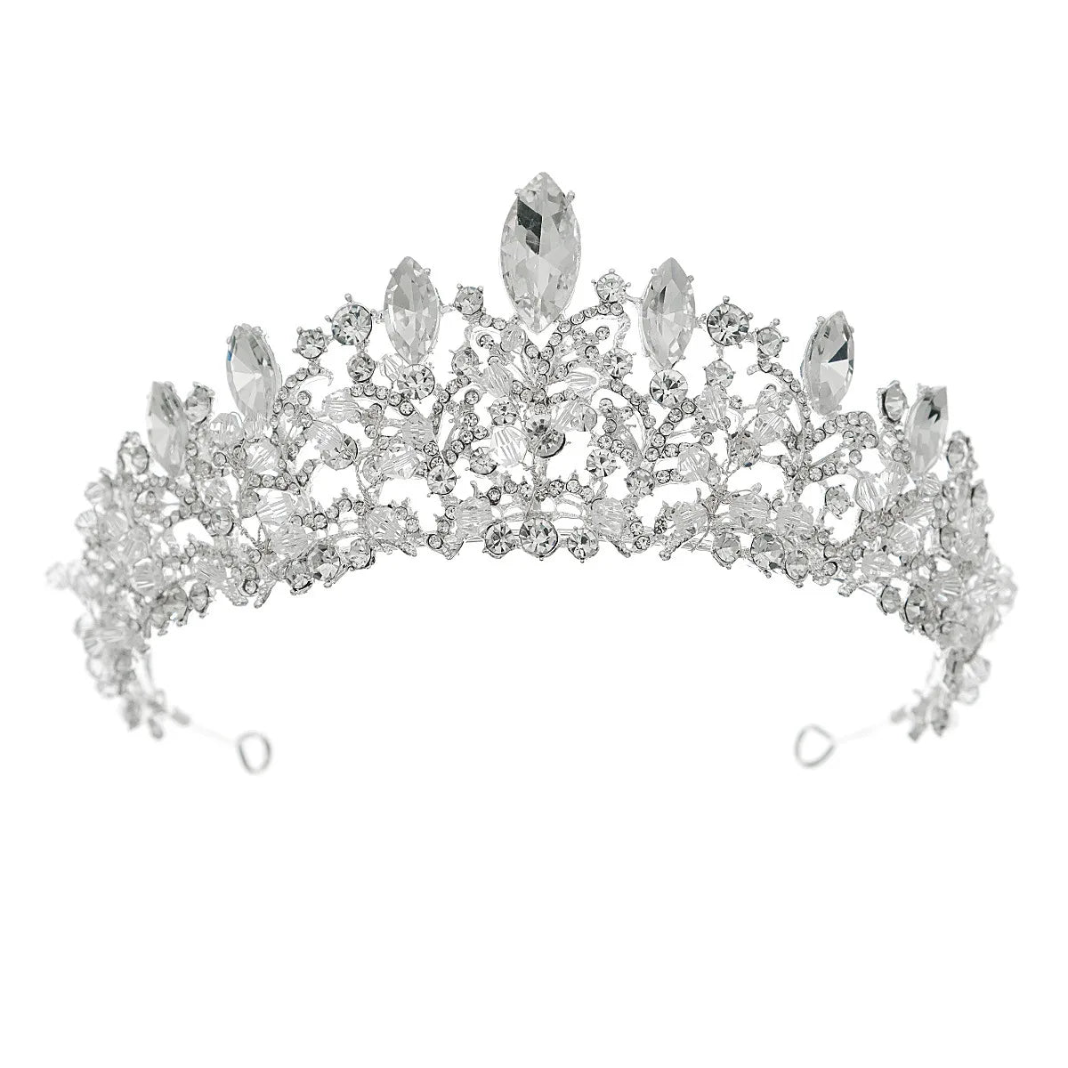 SLBRIDAL Alloy Rhinestone Crystal Cubic Zircon Bridal Tiara Princess Crown Wedding Hair Accessories Women Dress Prom Jewelry