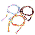 JULUN Custom Woven Belt Manufacture Women Multi Color Braided Tassel Bead Boho Handmade Adjustable Waist Accessory
