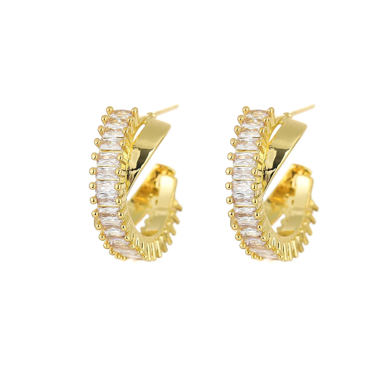 Fashion Gold Plated Zircon Hoop Earrings Wholesale Hypoallergenic Trendy Designer Earrings Women