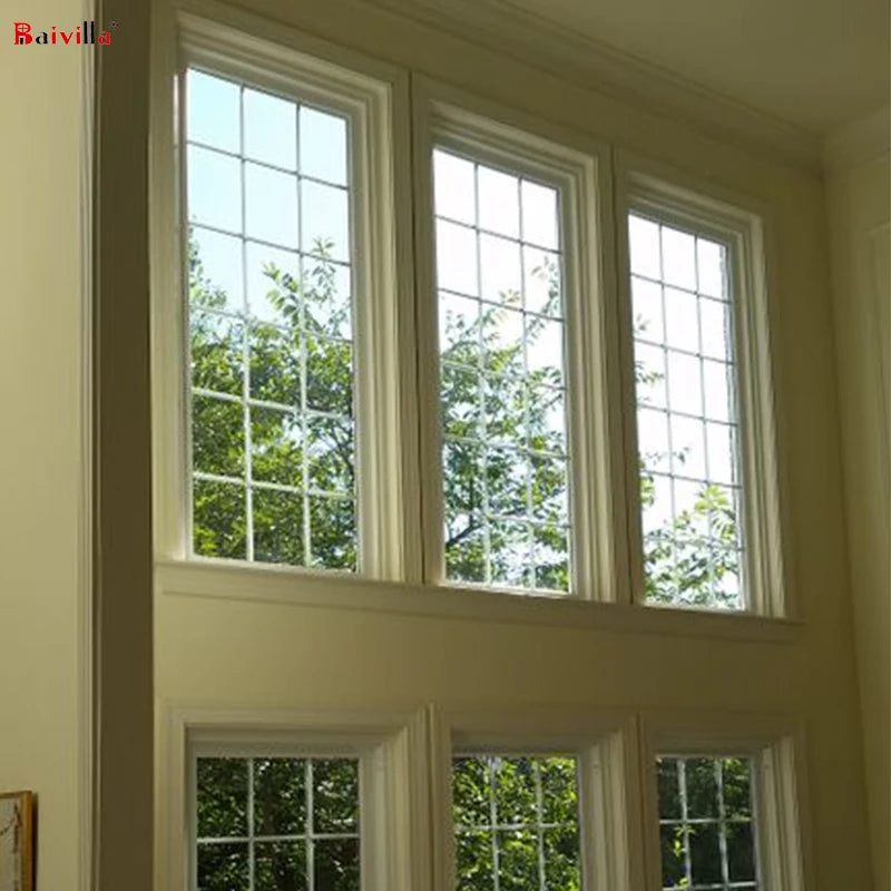 French Design Double Tempered Glass Fixed Window Modern Style Aluminum Window Grill for School or Villa Application