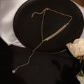 Half Stainless Steel Ear of Wheat Chain Collarbone Choker Classic Elegant Baroque High Luster Fresh Water Pearl Pendant Necklace