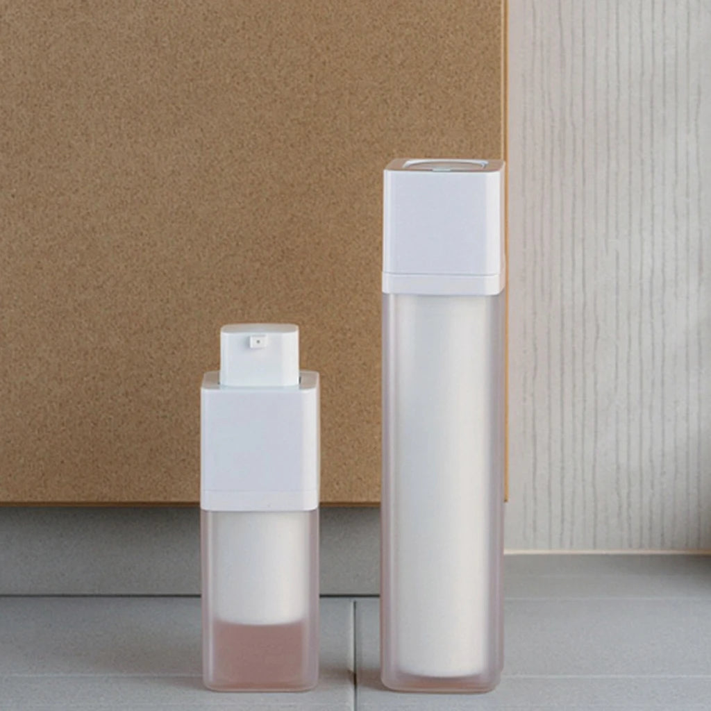 Eco-Friendly Matte Square Airless Pump Sprayer Bottle Plastic Cream for Hand Wash Skin Care Face Cream Toner with Screw Cap