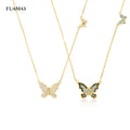 FUAMAY Gold Plated CZ X Solid Butterfly Necklace Jewelry Butterfly Pendant Chain Choker Necklace