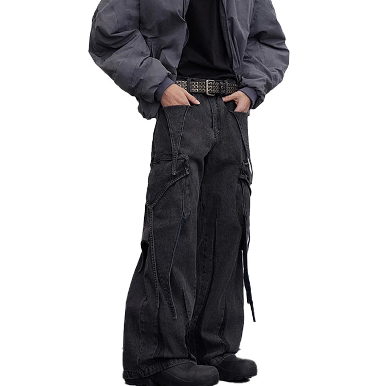Sweatpants Men Manufacturer Custom High Quality American Vintage Pants Deconstructed Heavy Washed Wide Leg Jeans