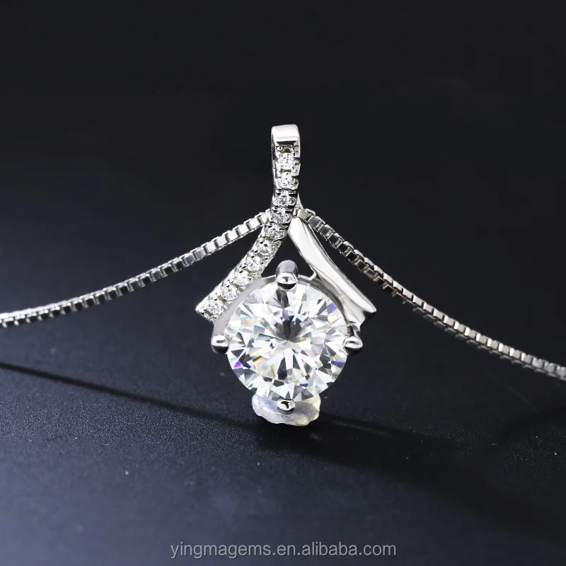 Fashion Moissanite Pendant Wholesales DEF Color 925 Sterling Silver 1 Carat Moissanite Diamond Necklace MegaBDM