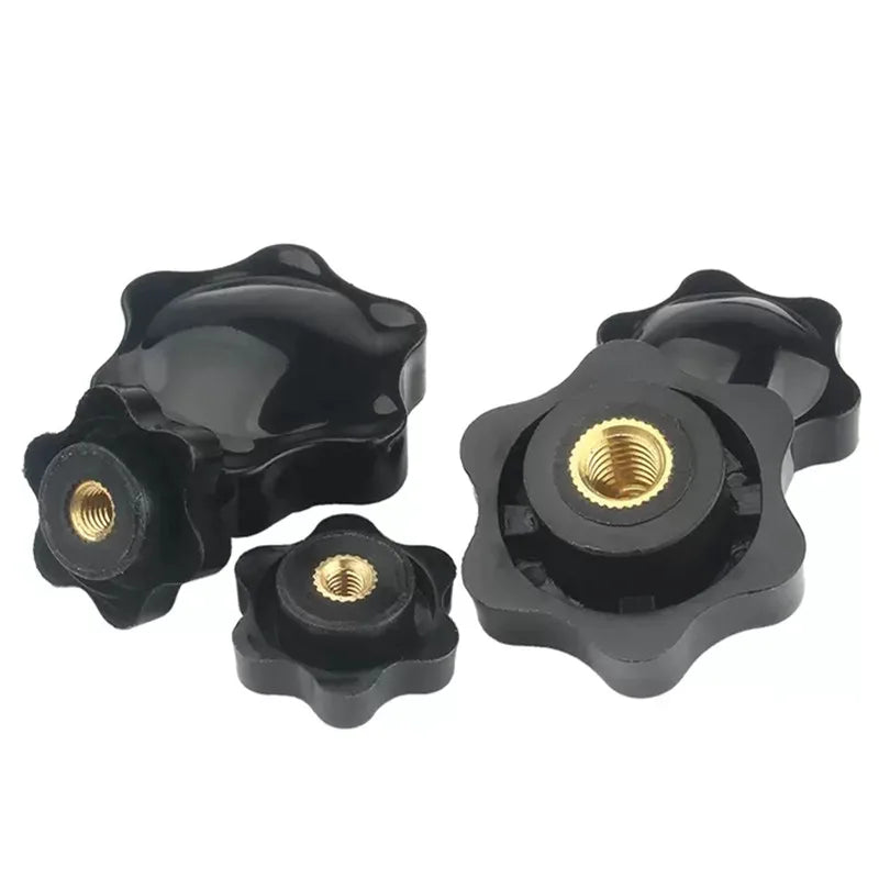 M5 M6 M8 M10 Black Plastic Pentagram Head Star Thumb Nuts Hand Grip Knob Nut