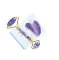 HZ Purple Jade Roller Gua Sha Set Amethyst Jade Heart Shaped Gua Sha Stone and Face Roller Crystal Guasha