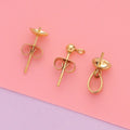 Hertiny Stainless Steel Pendant Pinch and Stud Earring Posts With Cup Peg for Half Drilled Pearl Beads