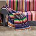 Authentic Rustic Mexican Blanket Cotton Fleece Ethnic Woven for Picnic Yoga Camping Blanket