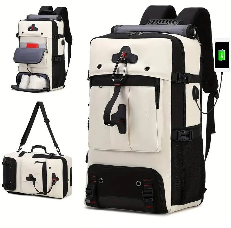 Large Capacity Men's Backpack USB Waterproof Expandable Travel Boarding Luggage Bag Outdoor Upgrade for Comfortable Journey