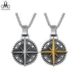 Retro Compass Stainless Steel Necklace Pendant Personality Hip Hop Punk Style Men's Necklace Pendant