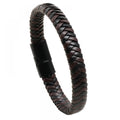 New Design Black & Brown PU Leather Bangle Men's Leather Bracelet Black Magnetic Buckle Bracelet Wristband for Men