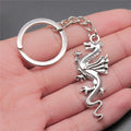 WYSIWYG 49x20mm Metal Zinc Alloy Antique Silver Plated Dragon Key Chain Souvenirs Gift P1-ABD-C12261