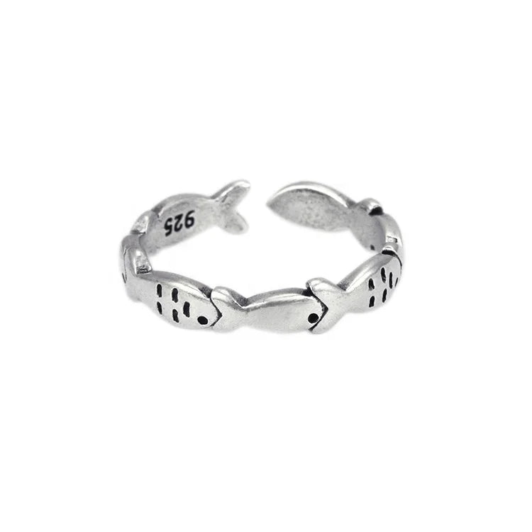 Minimalist Simple Style Cute Resizable Stackable Knuckle Ring for School Girls Women Fish Finger Ring