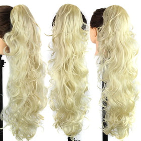 Hotselling Synthetic Ponytail Long Curly Hair Weave 30inch 210g Synthetic Claw Clip Ponytail Extensions for Women
